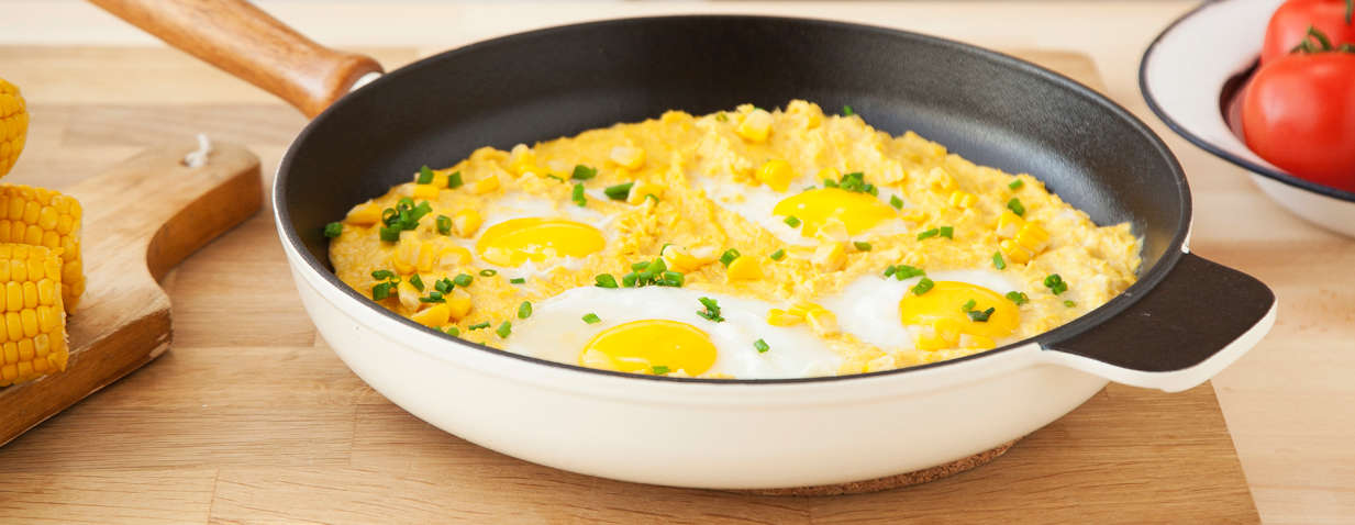 פולנטה מתירס קלחים עם ביצים (שקשוקה צהובה)