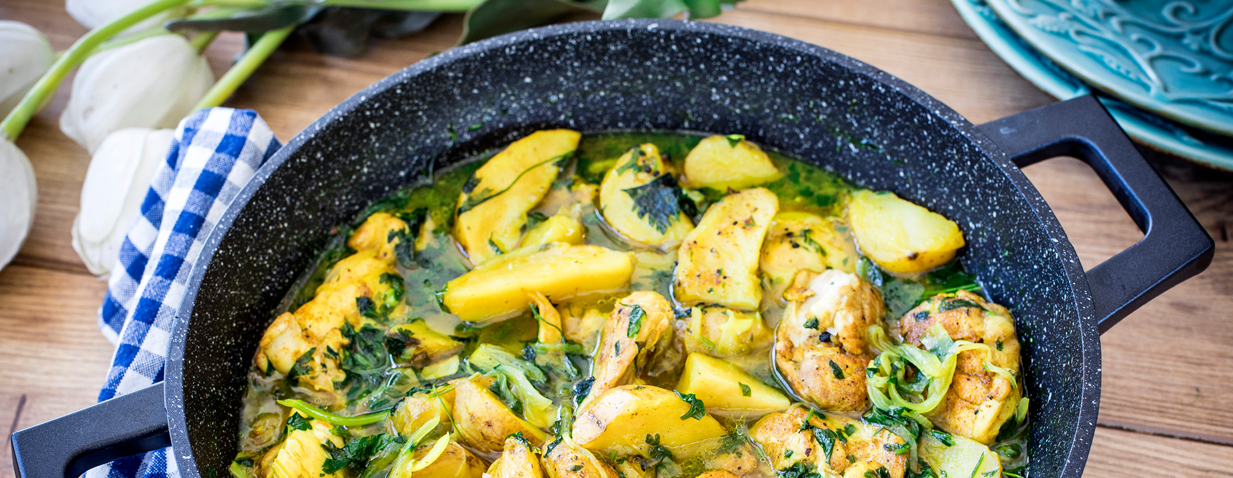 תבשיל מהיר של פרגיות חאוויג ופלחי תפוחי אדמה