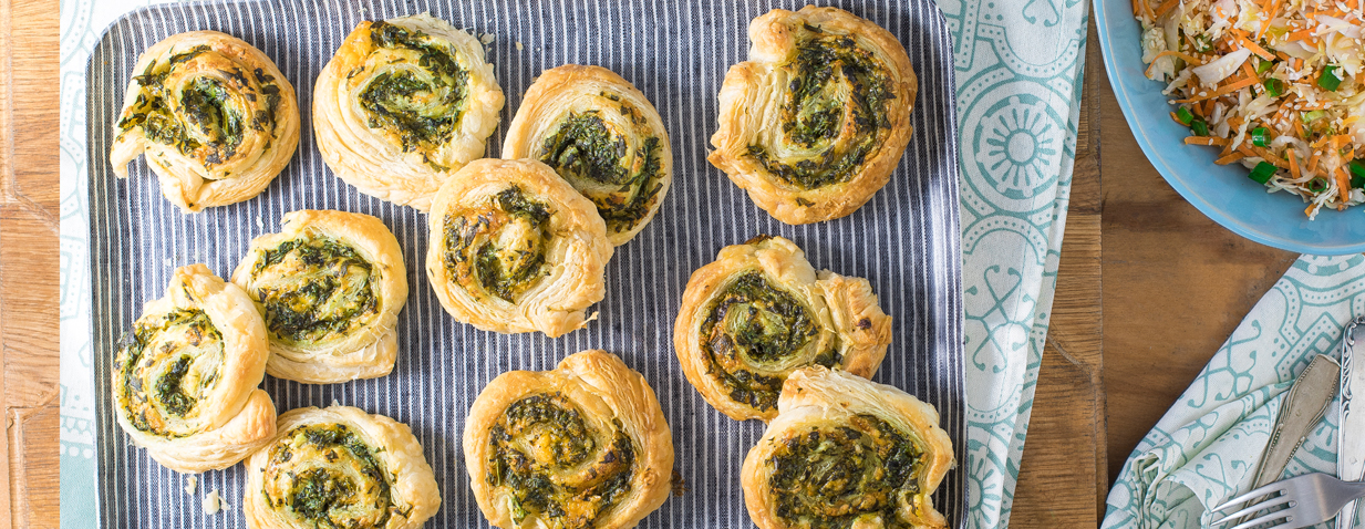 שבלולי בצק עלים עם תרד וגבינות