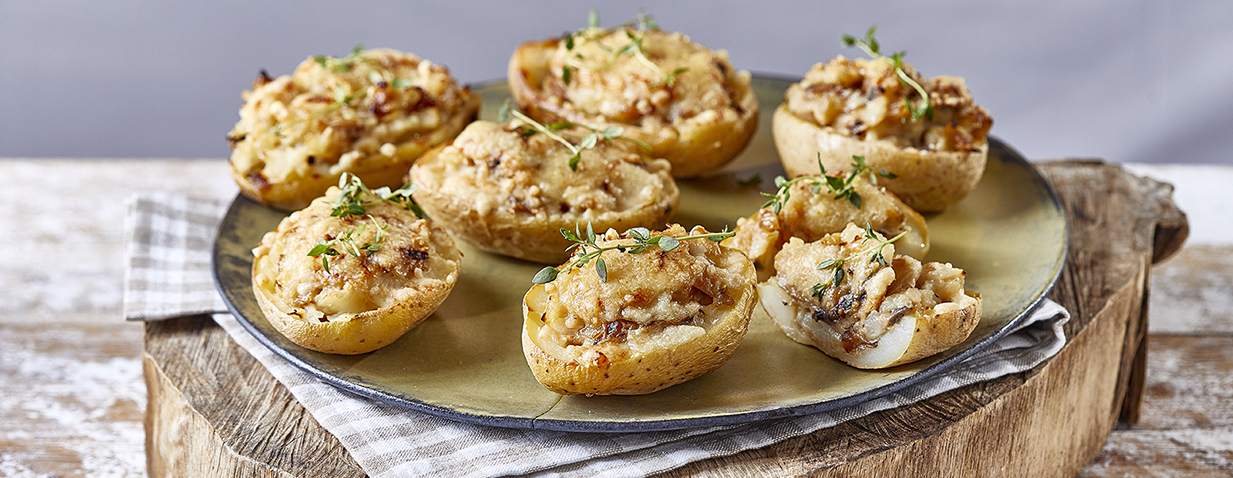 תפוחי אדמה מוקרמים במילוי פטריות וגבינות