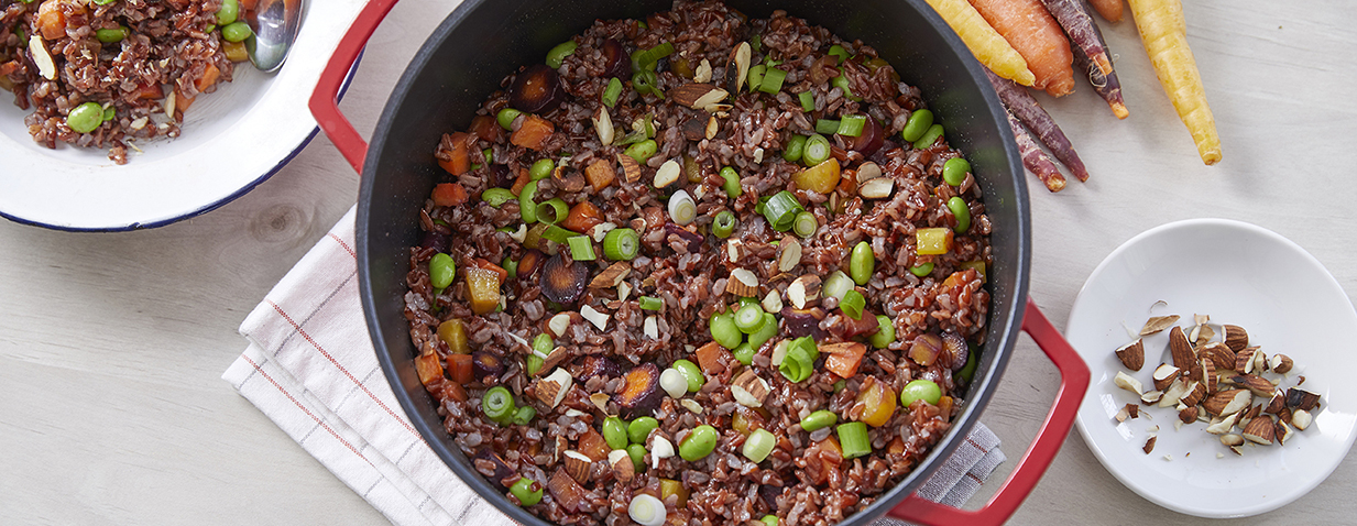 אורז אדום עם גזרים ואדממה